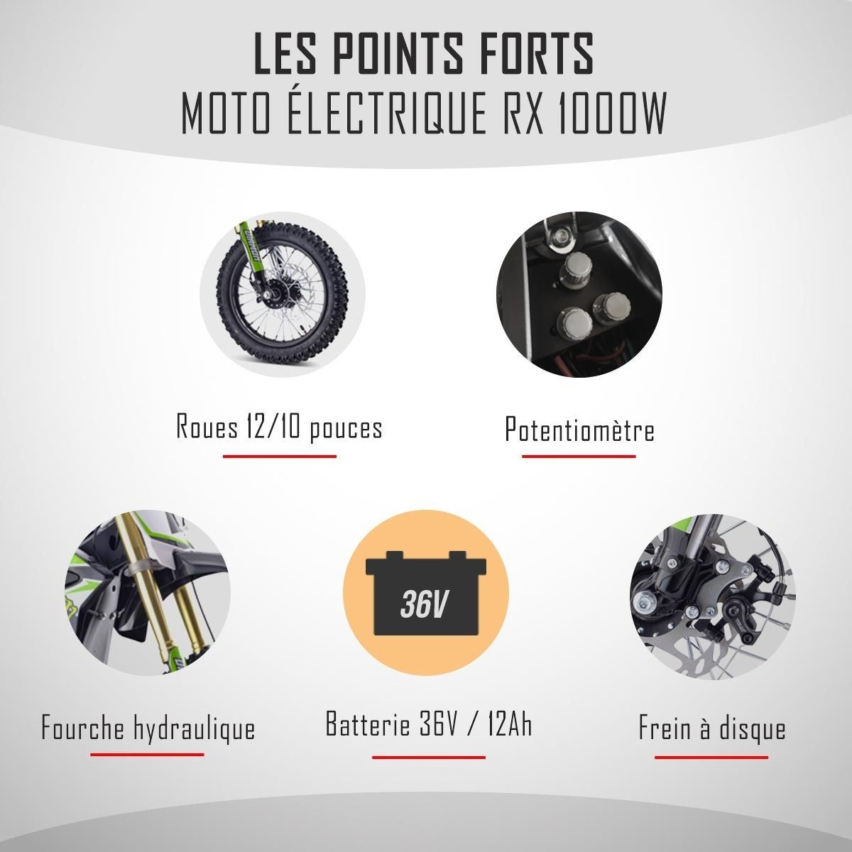Moto enfant électrique RX 1000W - 12/10 - DIAMON MOTORS - Édition 2025 -