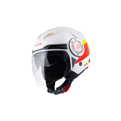 Casque jet vintage PULL IN Open Face, Blanc, Rouge, Jaune