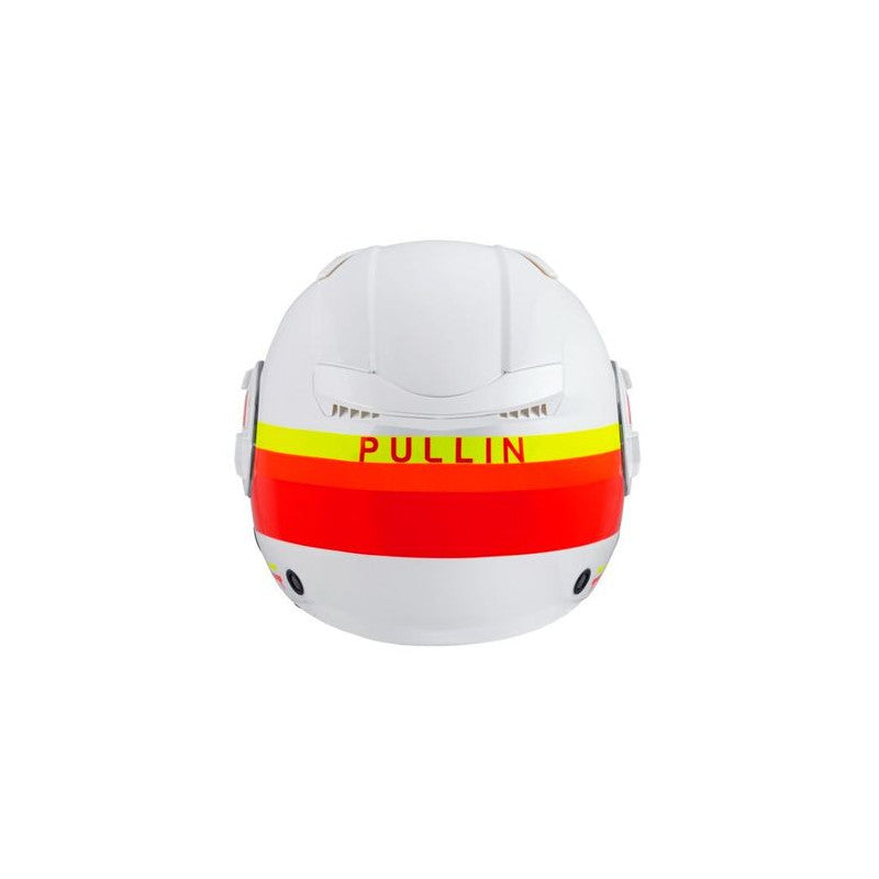 Casque jet vintage PULL IN Open Face, Blanc, Rouge, Jaune